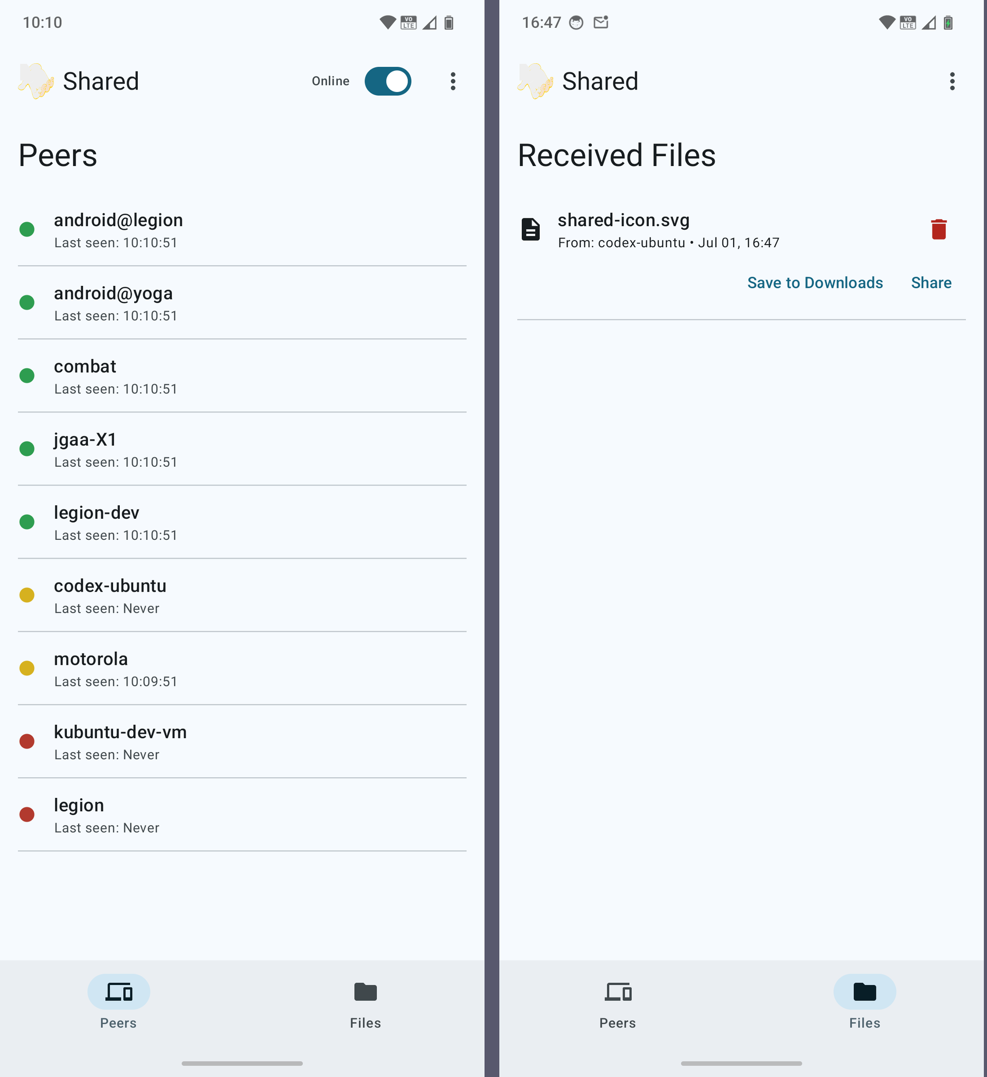 Screenshot Android app